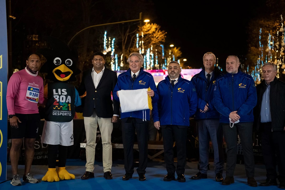 Cerimónia de entrega da bandeira da Capital Europeia do Desporto aos representantes de Haia, cidade capital em 2022