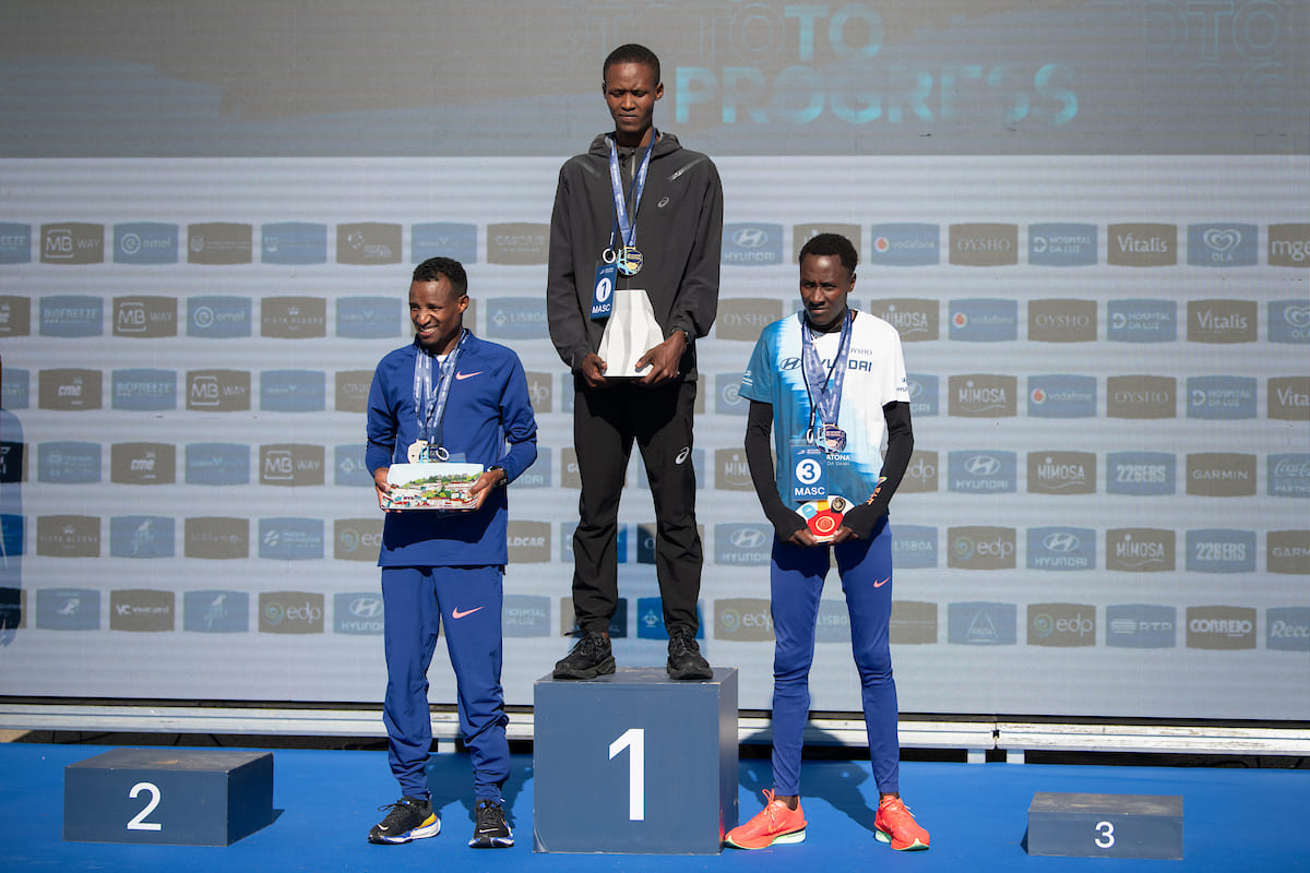 Emanual Dinday, Mikiyas Shirtaga and Esau Kemboi were the top three finishers in the men's half-marathon race