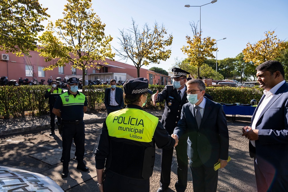 Paulo Caldas, comandante da PM, Carlos Moedas, presidente da CML, e Ângelo Pereira, vereador